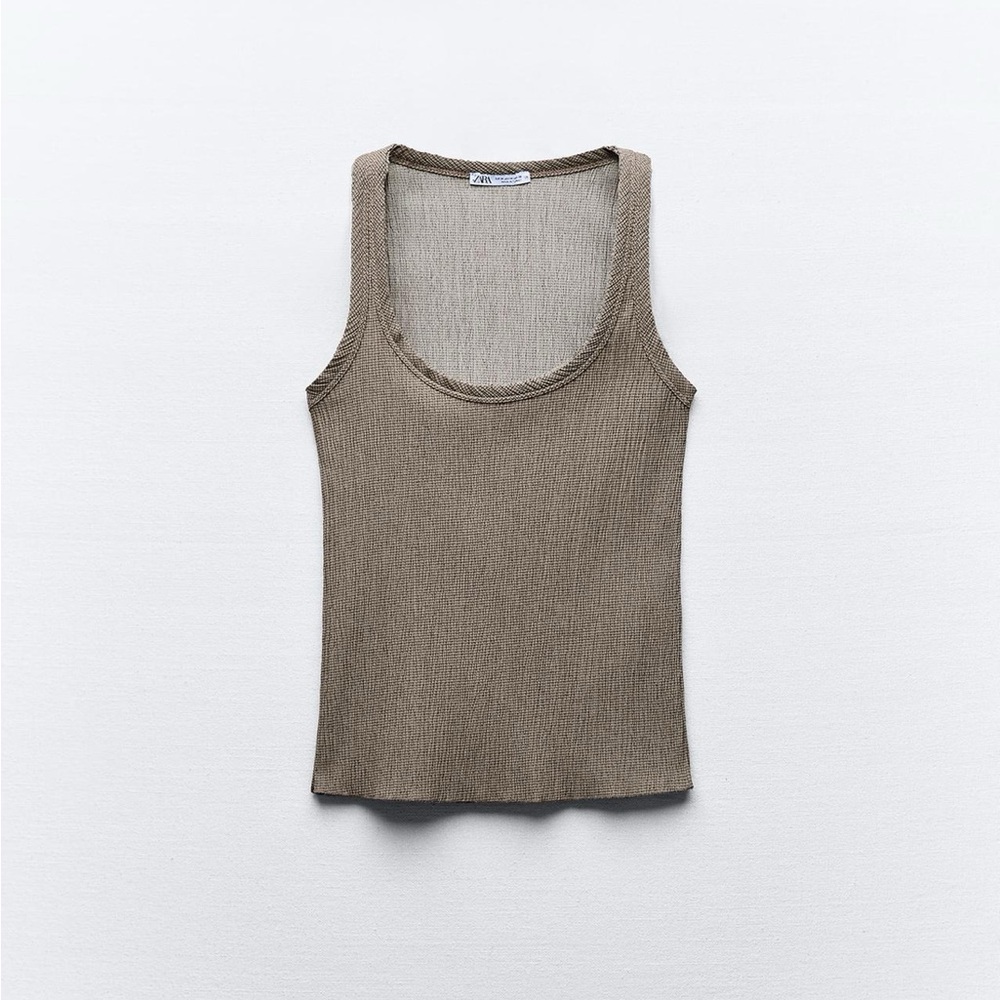 NWT Zara Textured Knit Tank Top - Brown Ref 5039/342